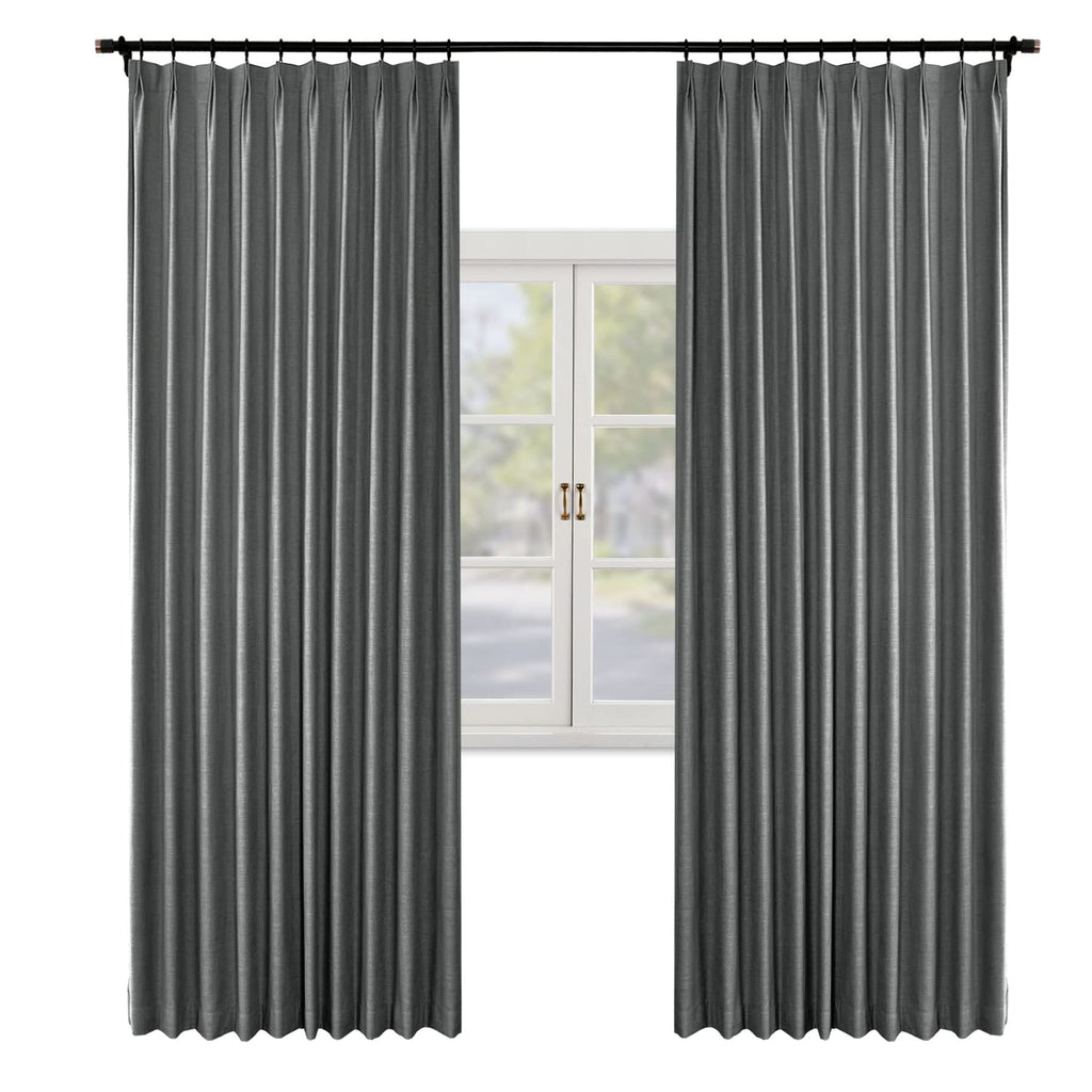Faux Linen Pinch Pleated Blackout Curtains