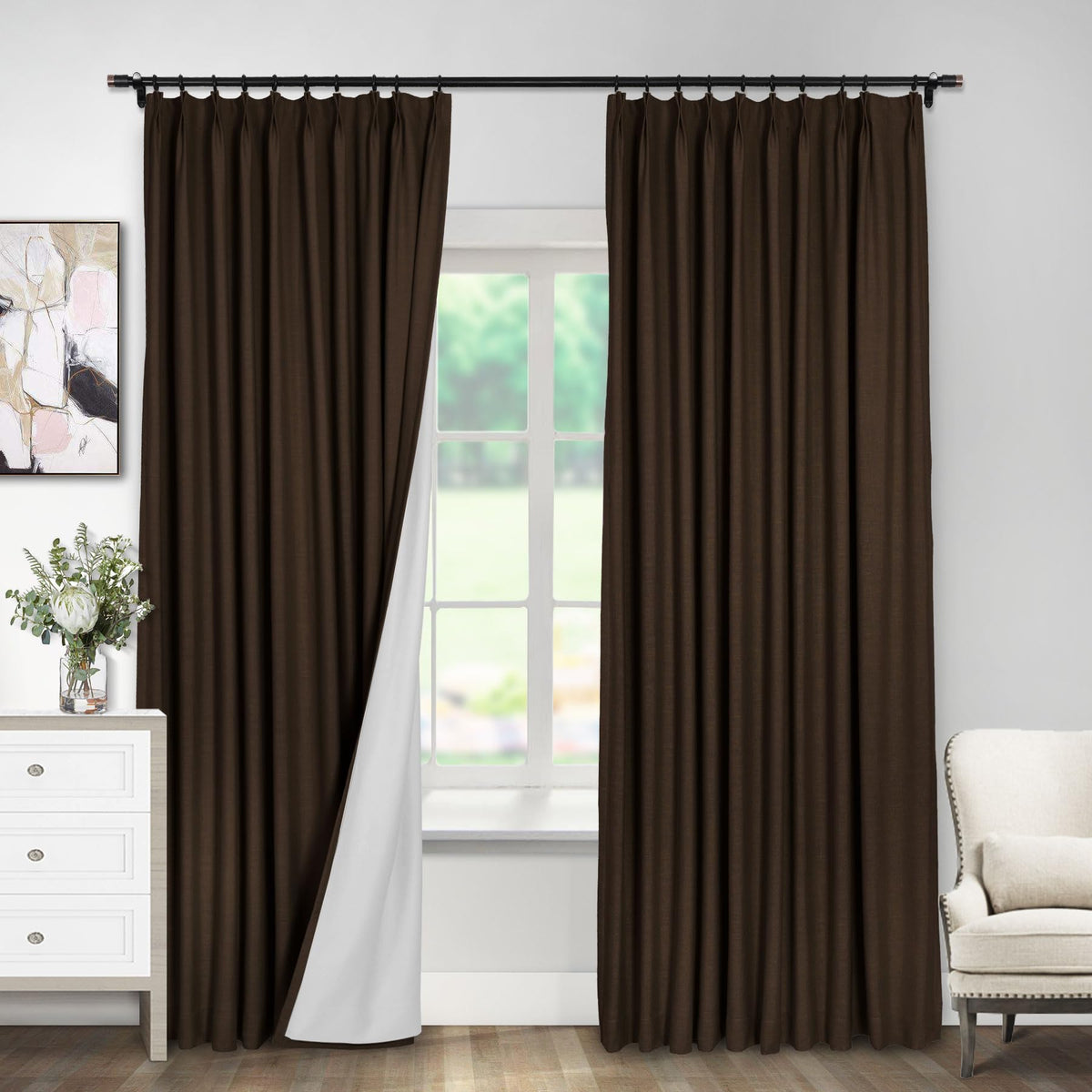 Linen Textured Blackout Curtains Set of 2