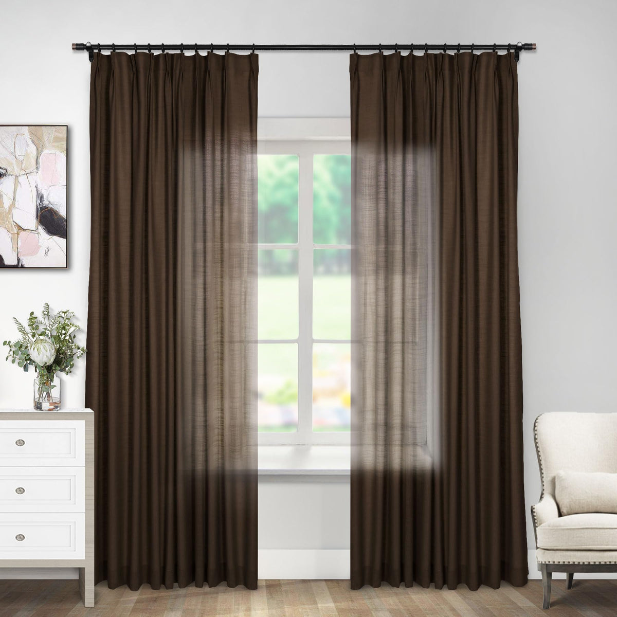 Linen Textured Blackout Curtains Set of 2