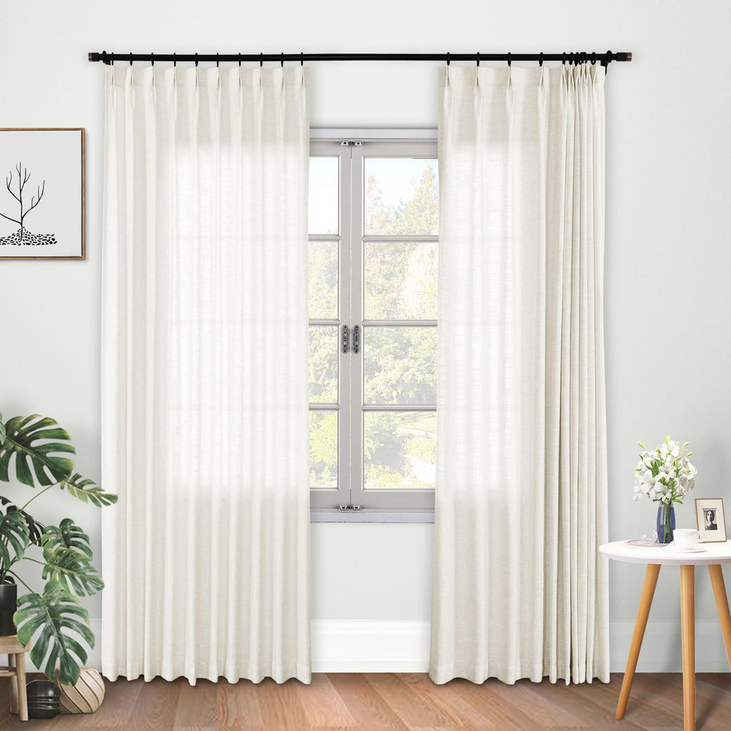 Faux Linen Pinch Pleated Blackout Curtains