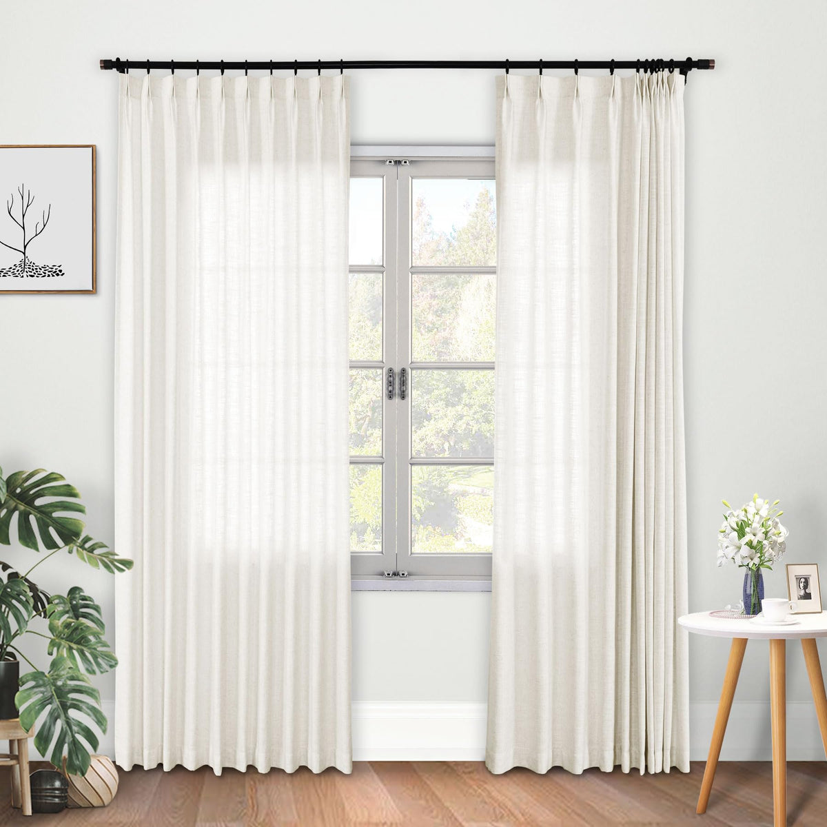 Faux Linen Pinch Pleated Blackout Curtains