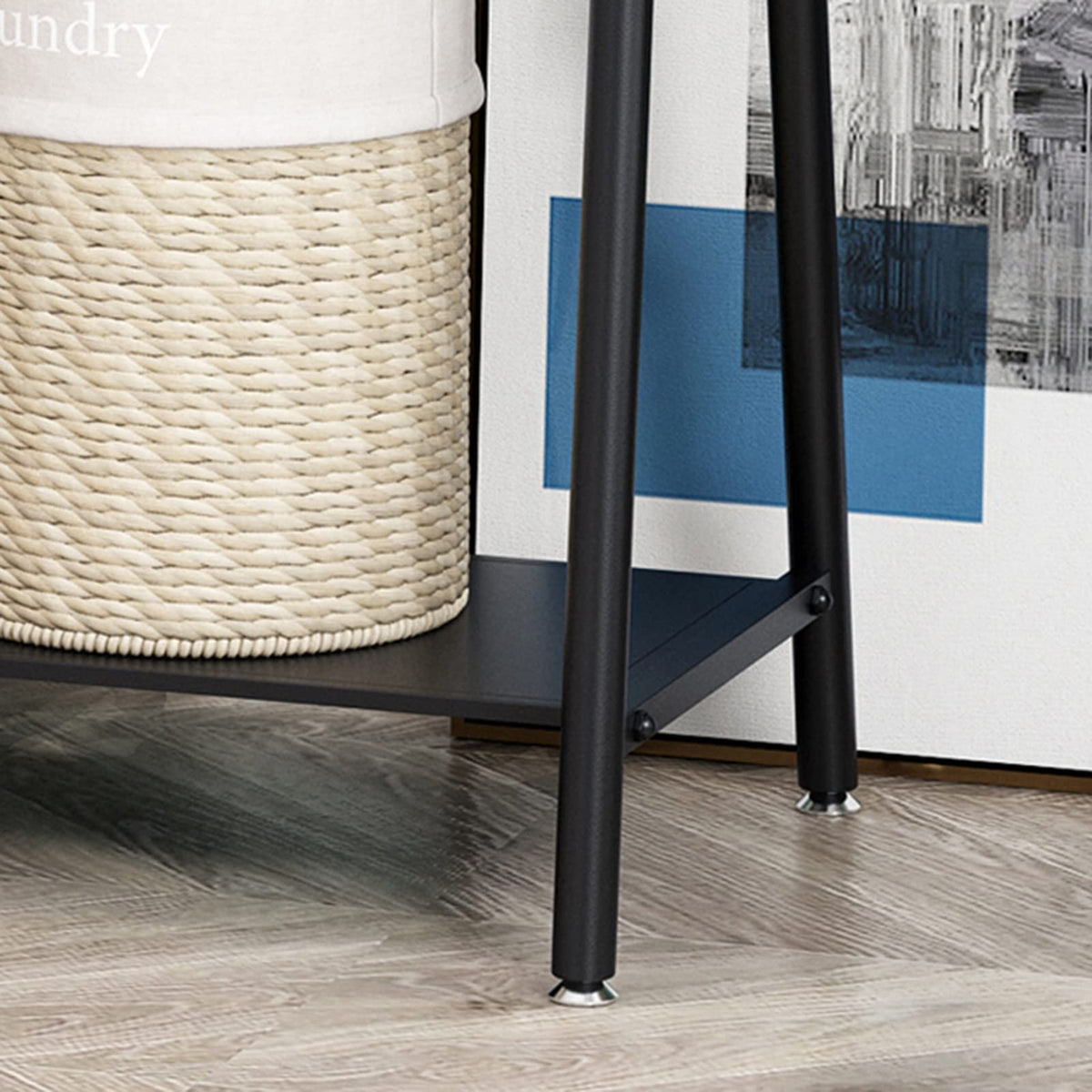 Black Metal Clothing Rack with 2 Shelves