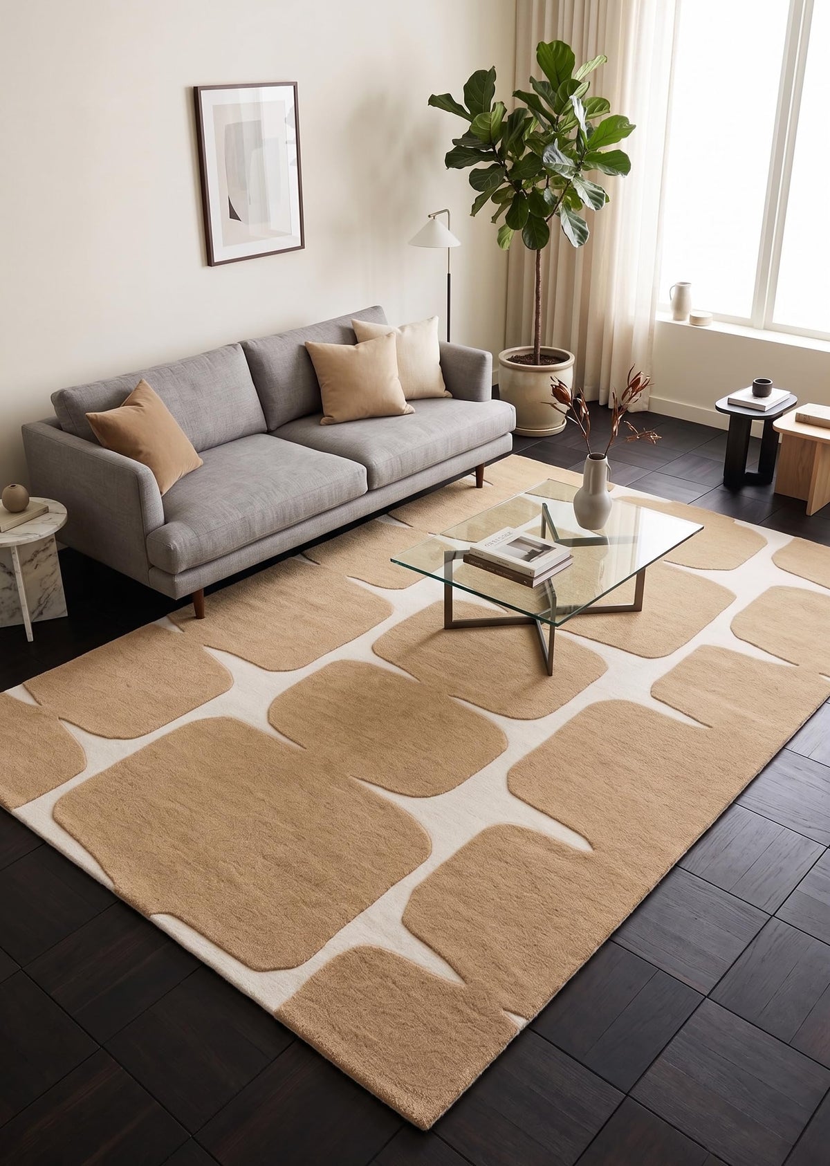 Abstract Geometric Wool Area Rug