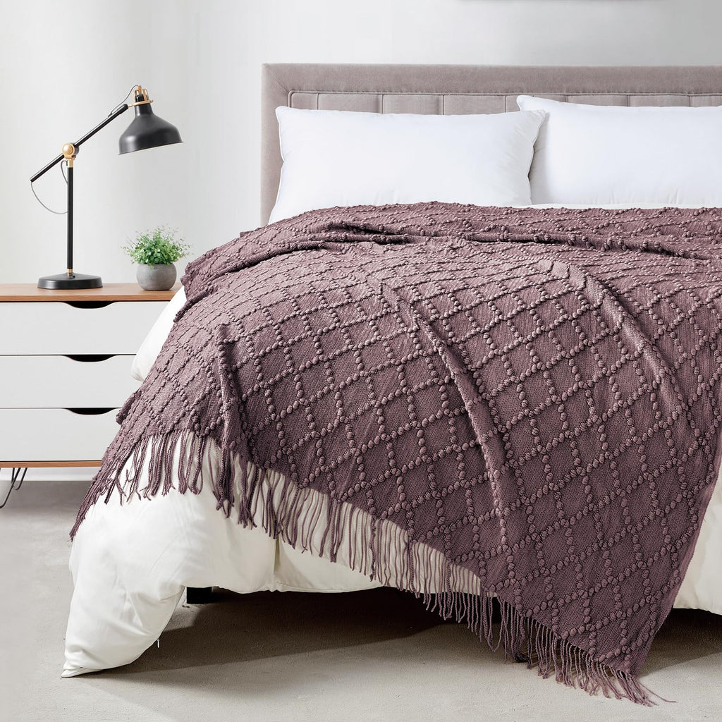 Textured Knitted Throw Blanket