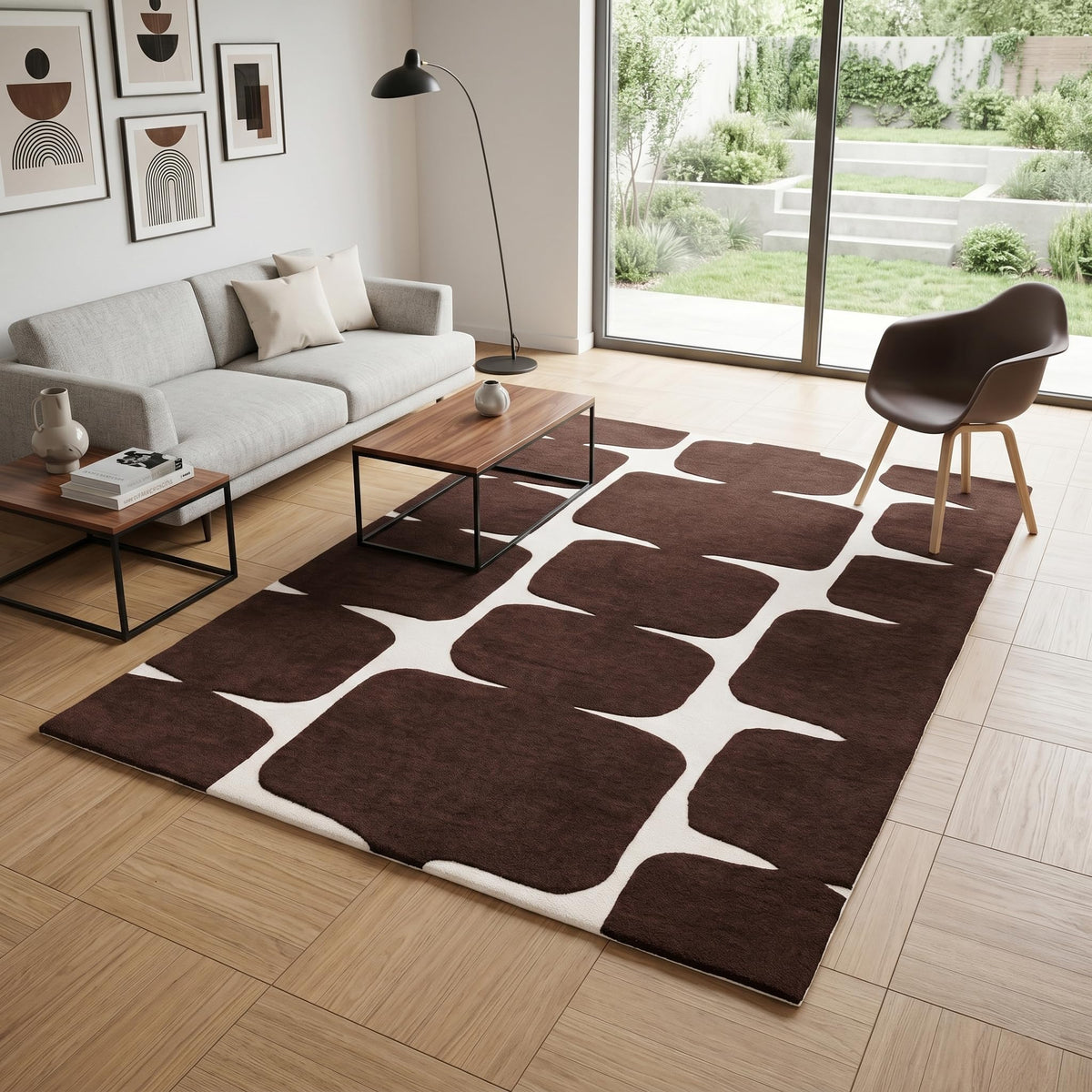 Abstract Geometric Wool Area Rug