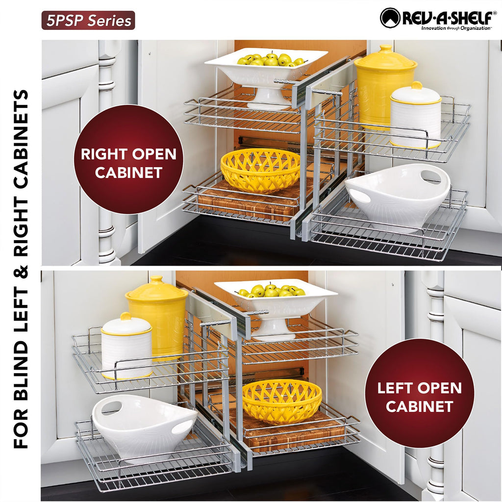 Two-Tier Blind Corner Cabinet Organizer with 4 Shelves