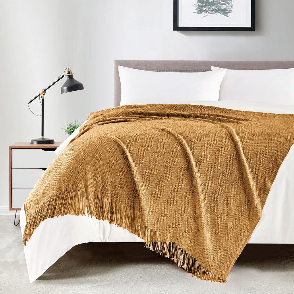 Textured Knitted Throw Blanket