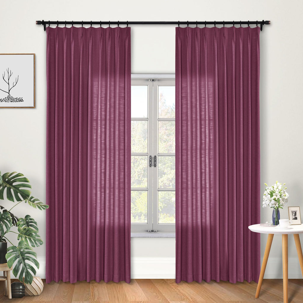 Faux Linen Pinch Pleated Blackout Curtains