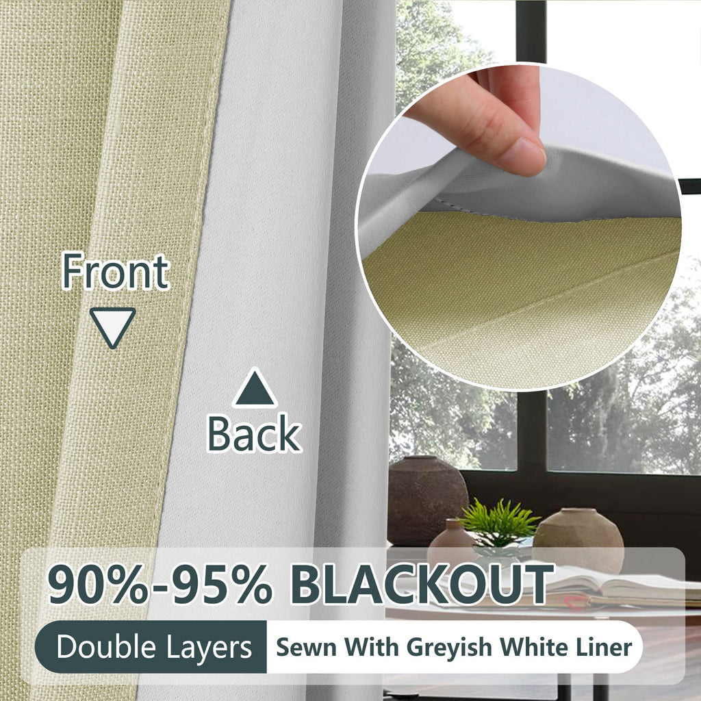Linen Textured Blackout Curtains Set of 2