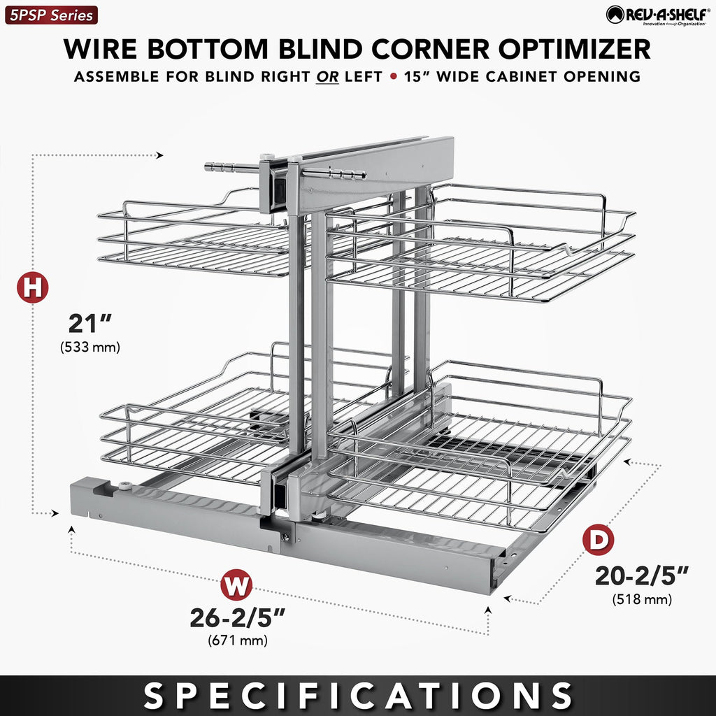 Two-Tier Blind Corner Cabinet Organizer with 4 Shelves