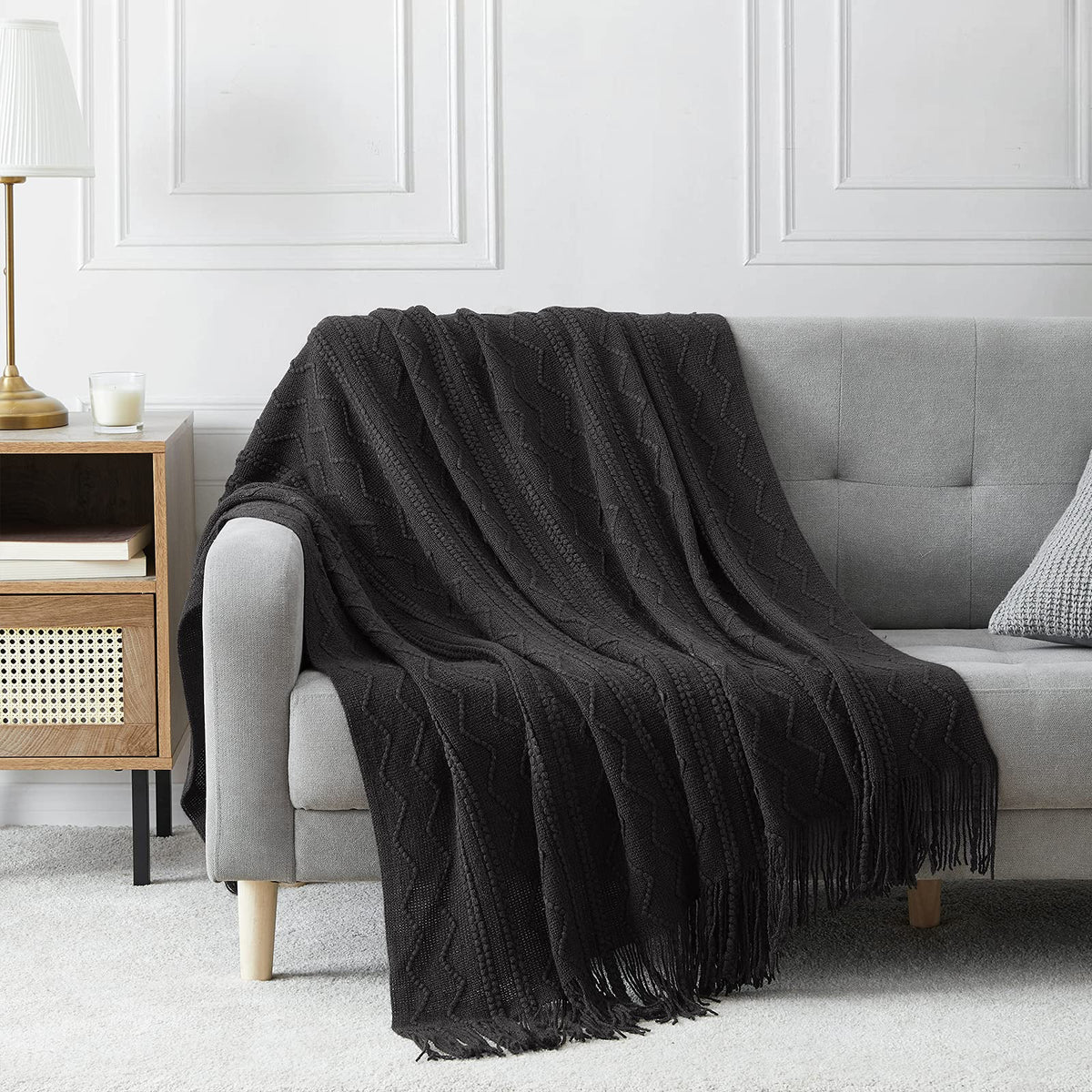 Textured Knitted Throw Blanket