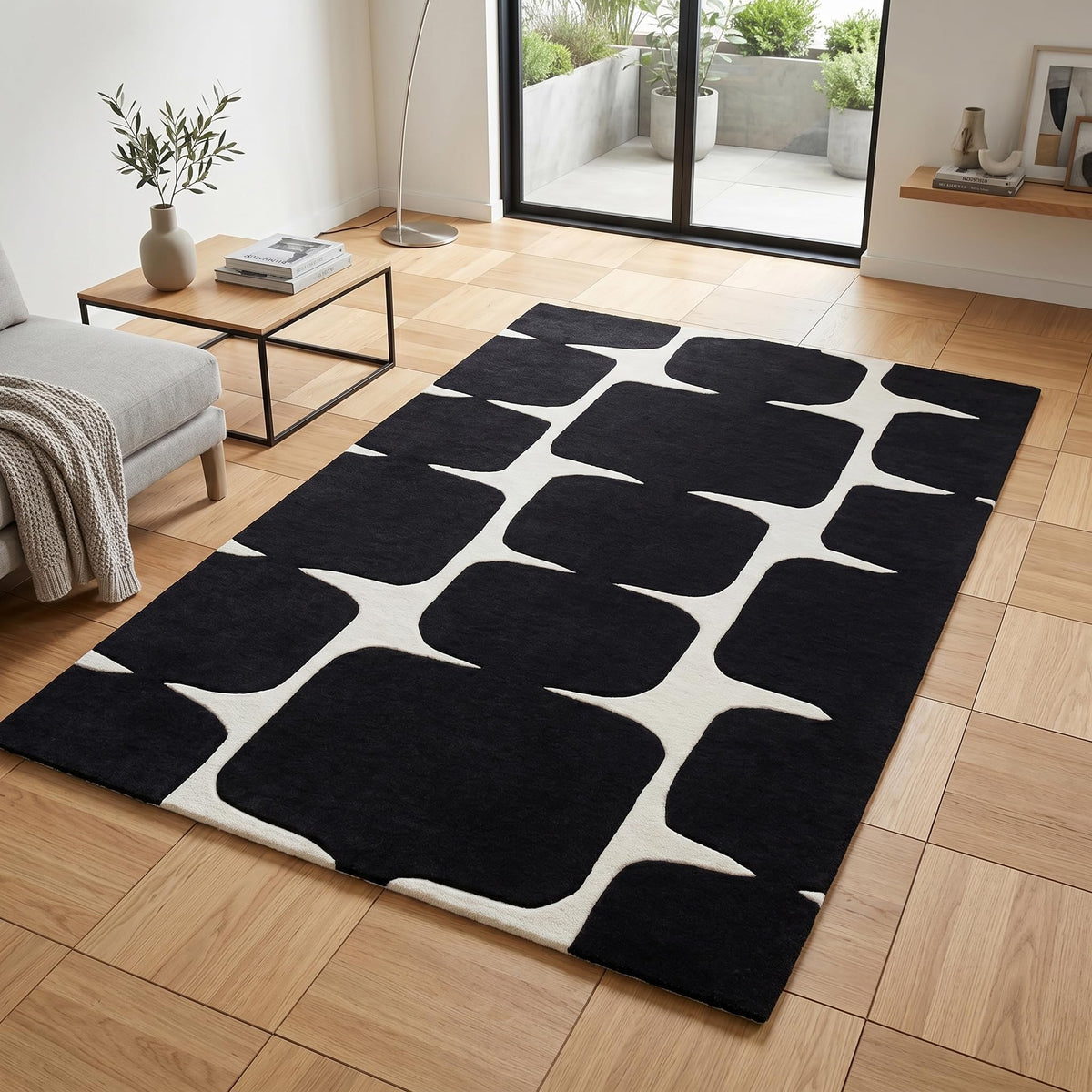 Abstract Geometric Wool Area Rug