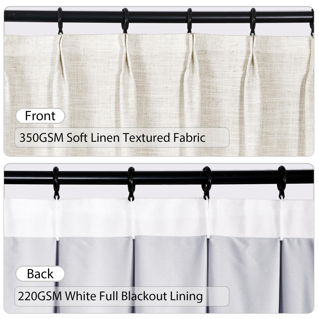 Faux Linen Pinch Pleated Blackout Curtains