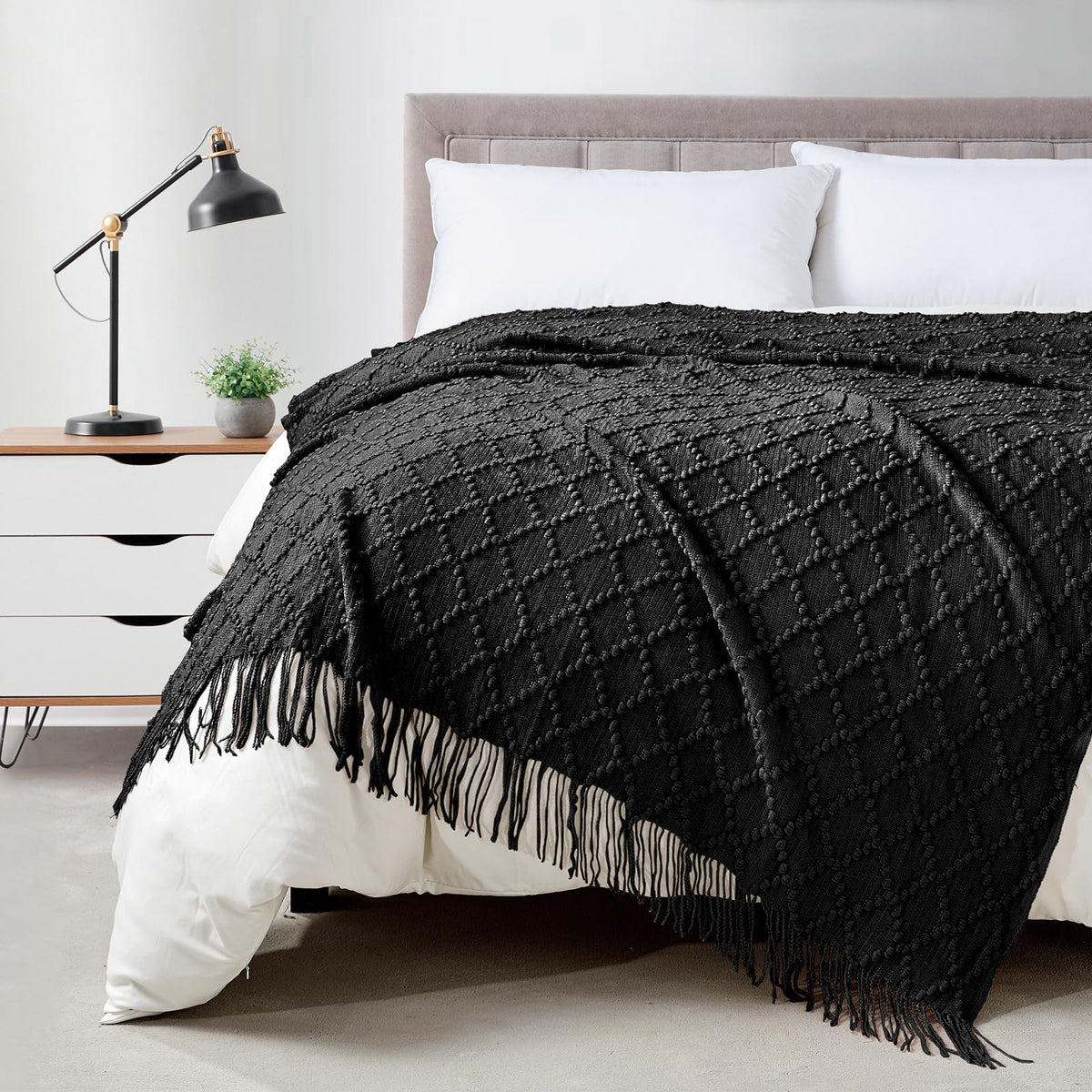 Textured Knitted Throw Blanket