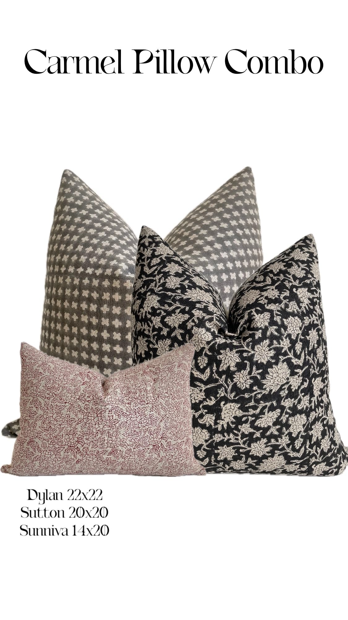 Hand-Printed Linen Pillow Covers Set of 3