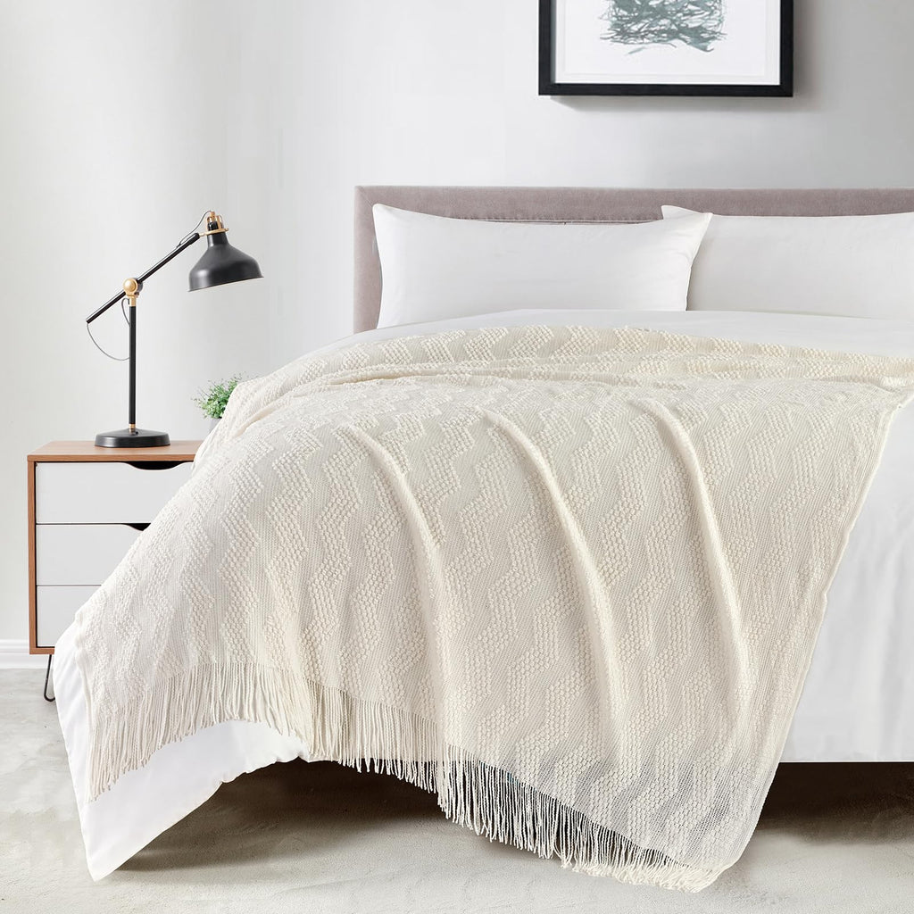 Textured Knitted Throw Blanket