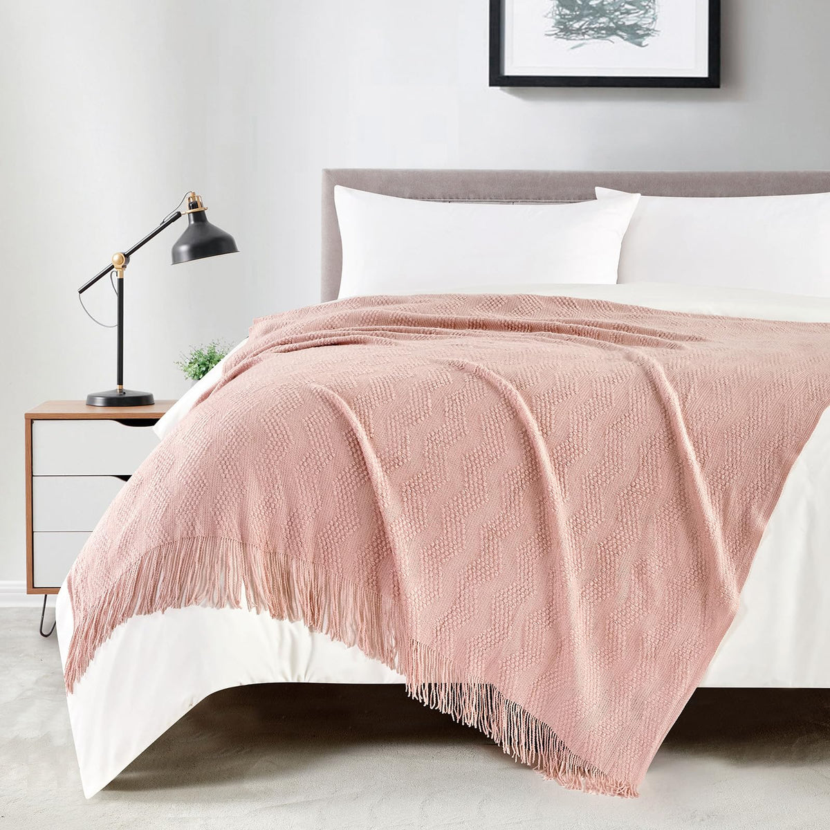 Textured Knitted Throw Blanket