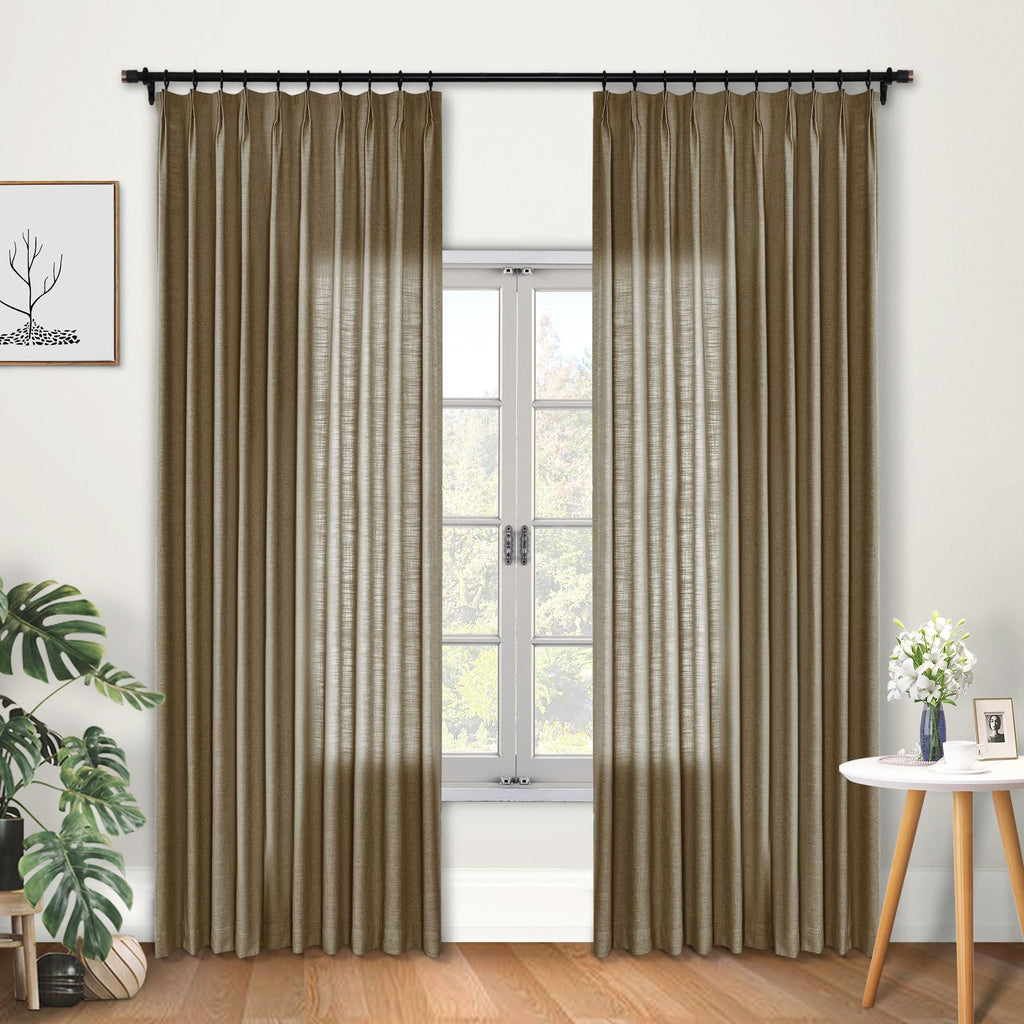 Faux Linen Pinch Pleated Blackout Curtains