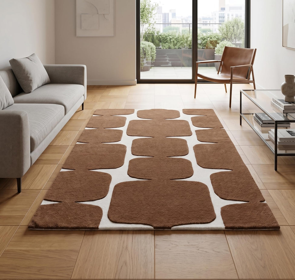 Abstract Geometric Wool Area Rug