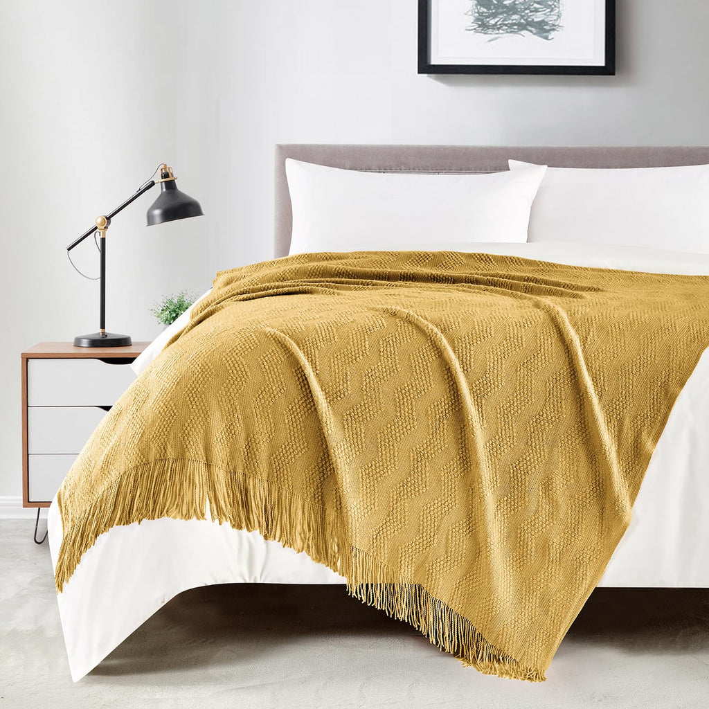 Textured Knitted Throw Blanket
