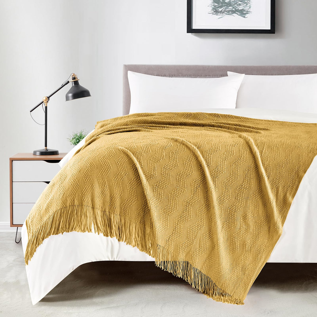Textured Knitted Throw Blanket