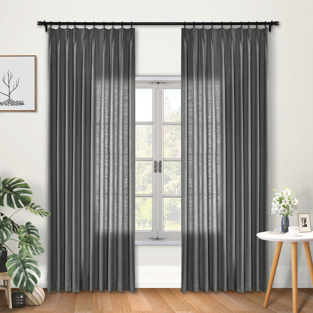 Faux Linen Pinch Pleated Blackout Curtains