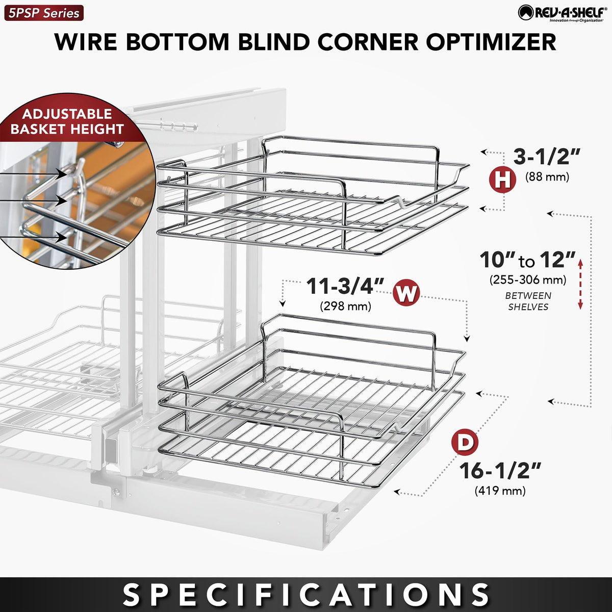 Two-Tier Blind Corner Cabinet Organizer with 4 Shelves