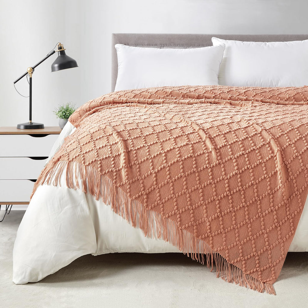 Textured Knitted Throw Blanket