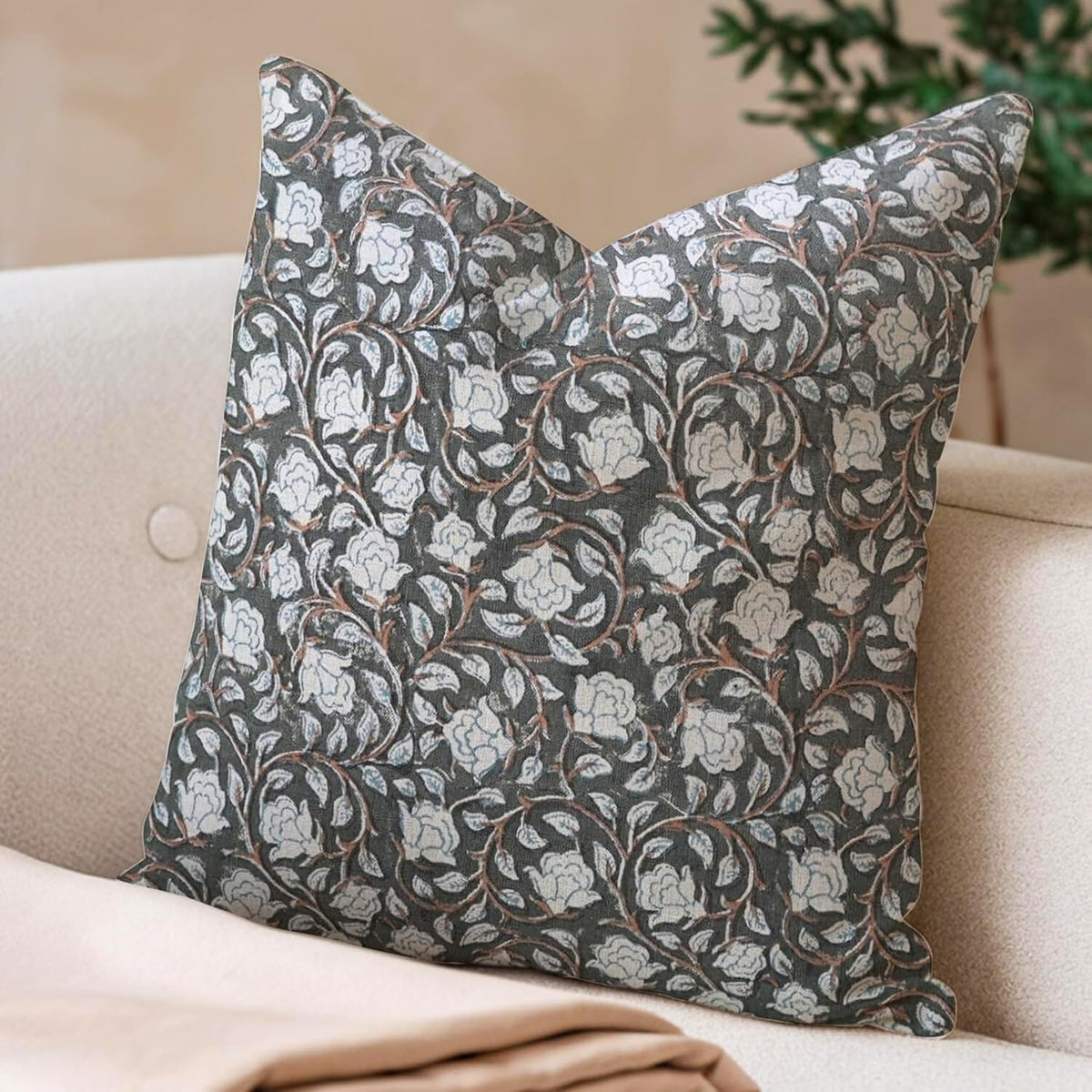 Floral Print Throw Pillow Covers Set of 3