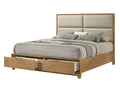 King Storage Platform Bed with Upholstered Headboard & Drawers