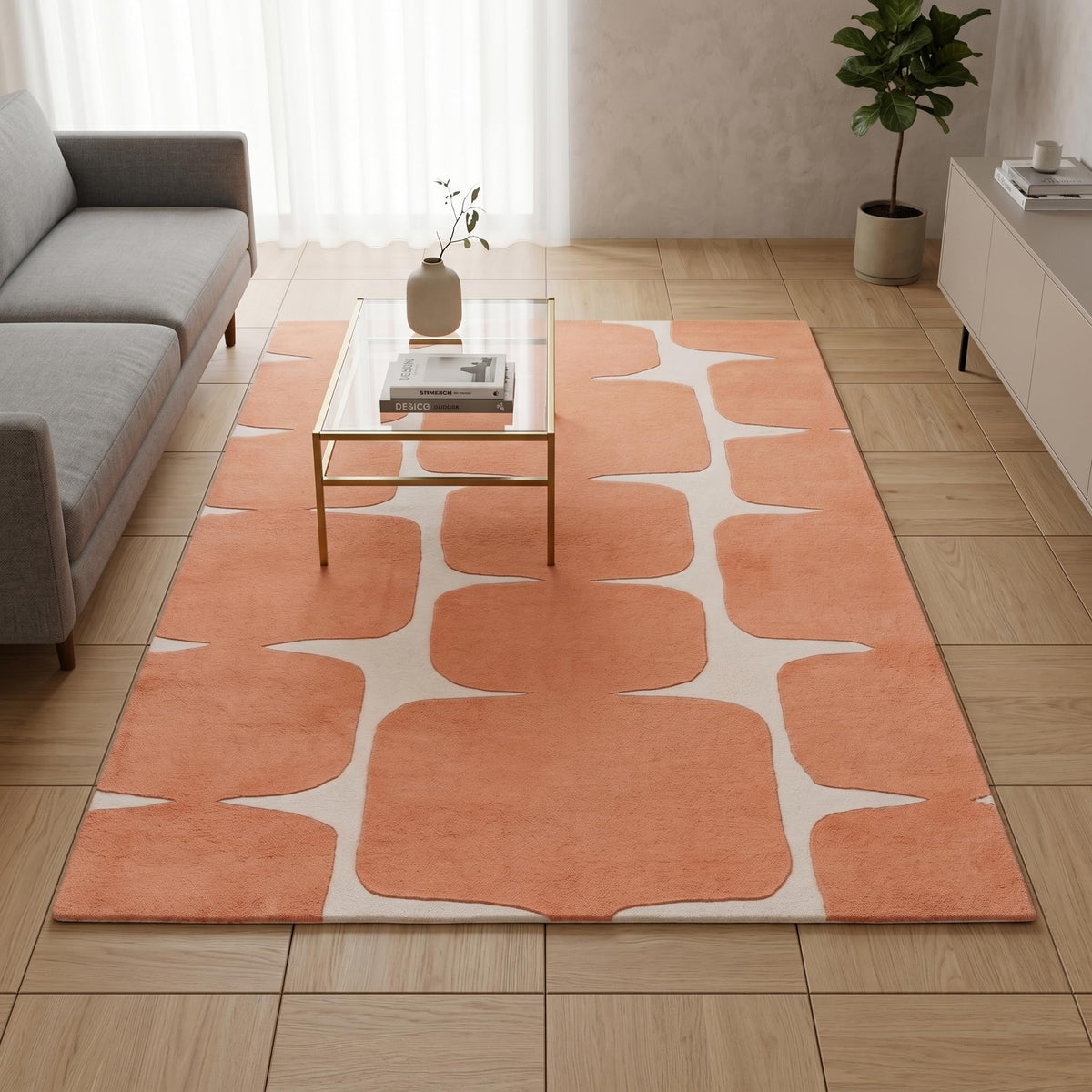 Abstract Geometric Wool Area Rug