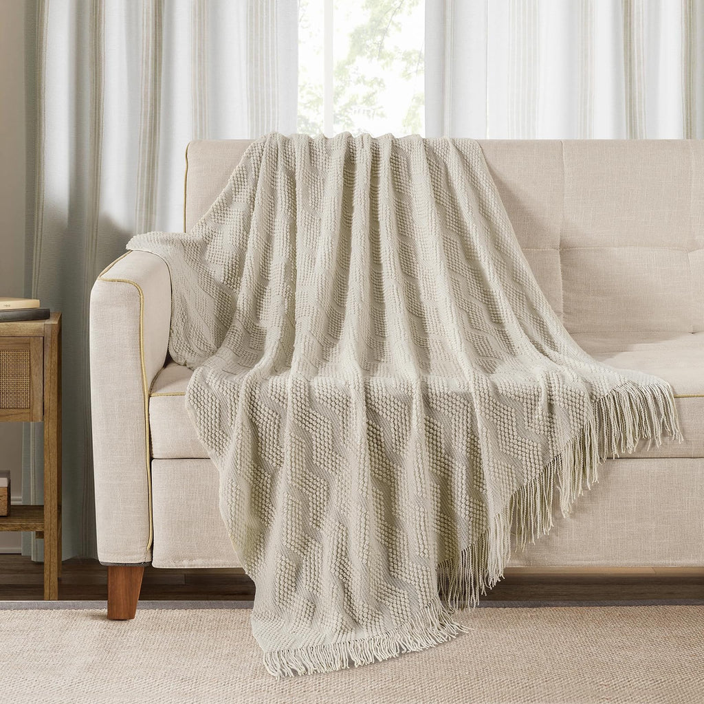 Textured Knitted Throw Blanket