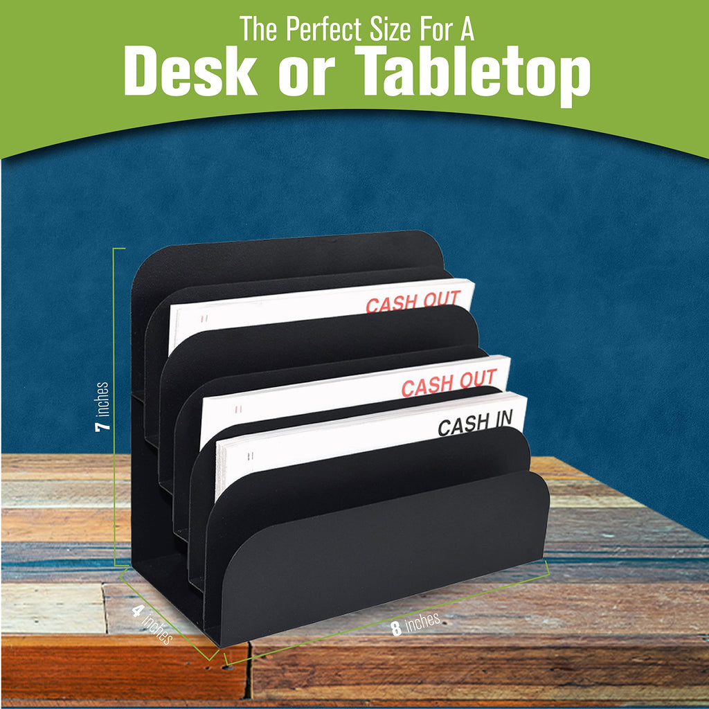 6-Slot Steel Desk & File Organizer