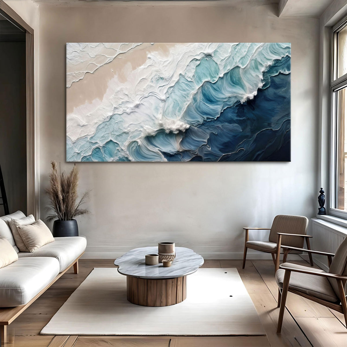 Abstract Coastal Waves Canvas Wall Art