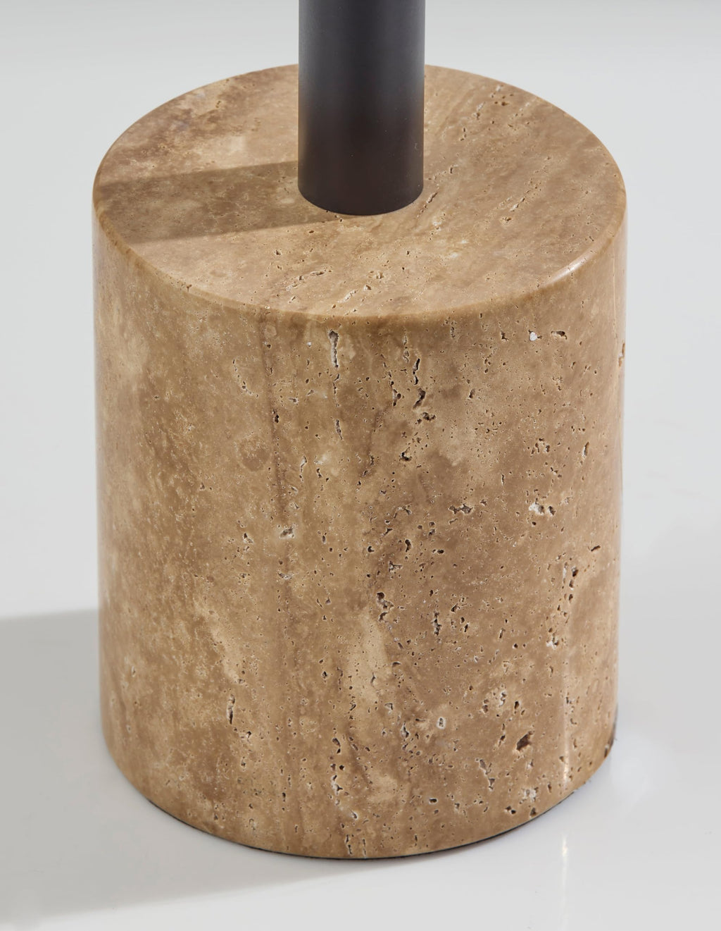 Black Floor Lamp with Travertine Base & Glass Globes