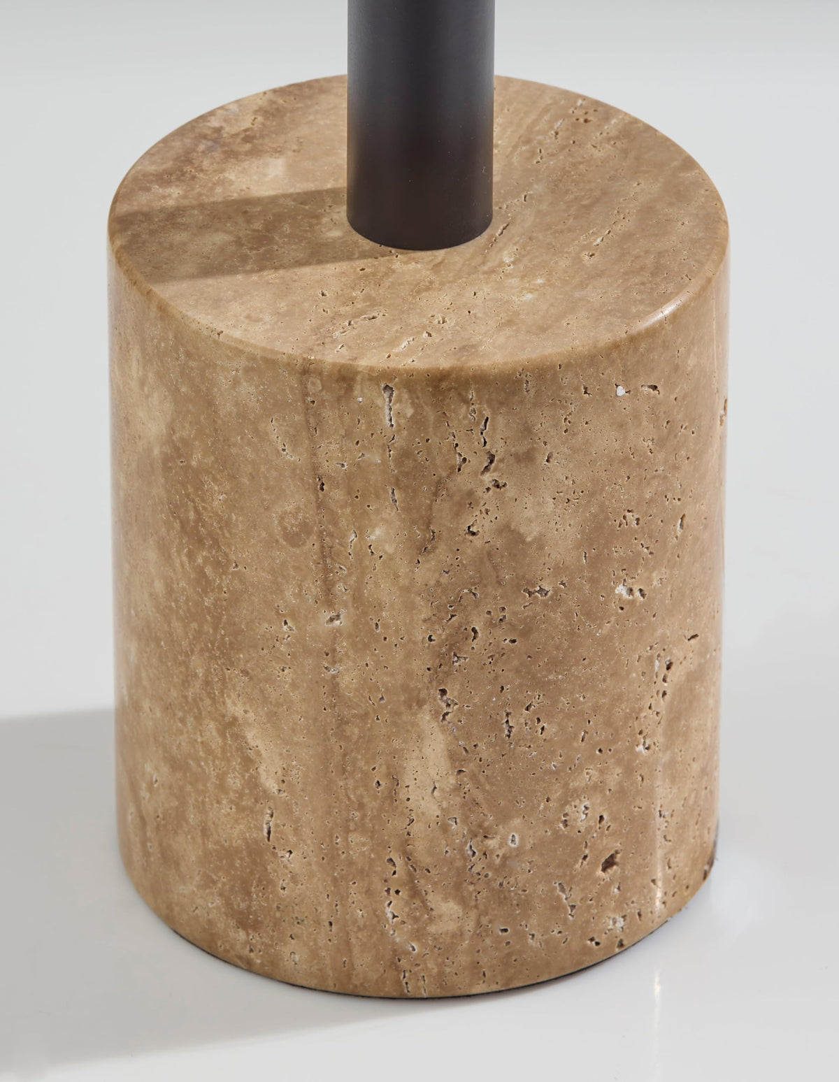Black Floor Lamp with Travertine Base & Glass Globes