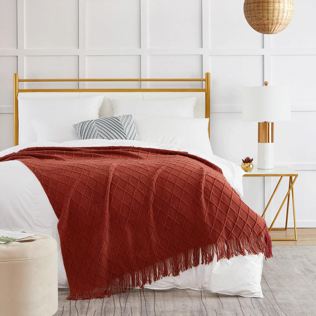 Textured Knitted Throw Blanket