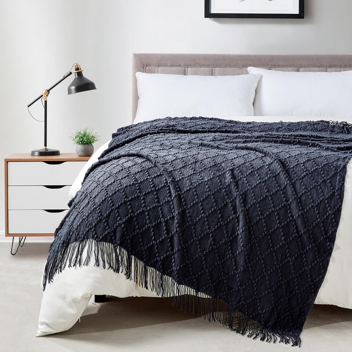 Textured Knitted Throw Blanket