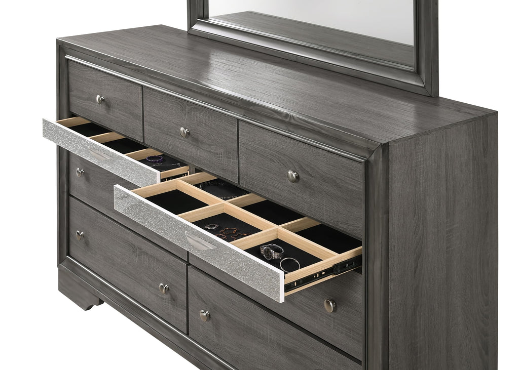 Bed Frame Solid Wood Construction with Storage Gray for Bedroom Furniture