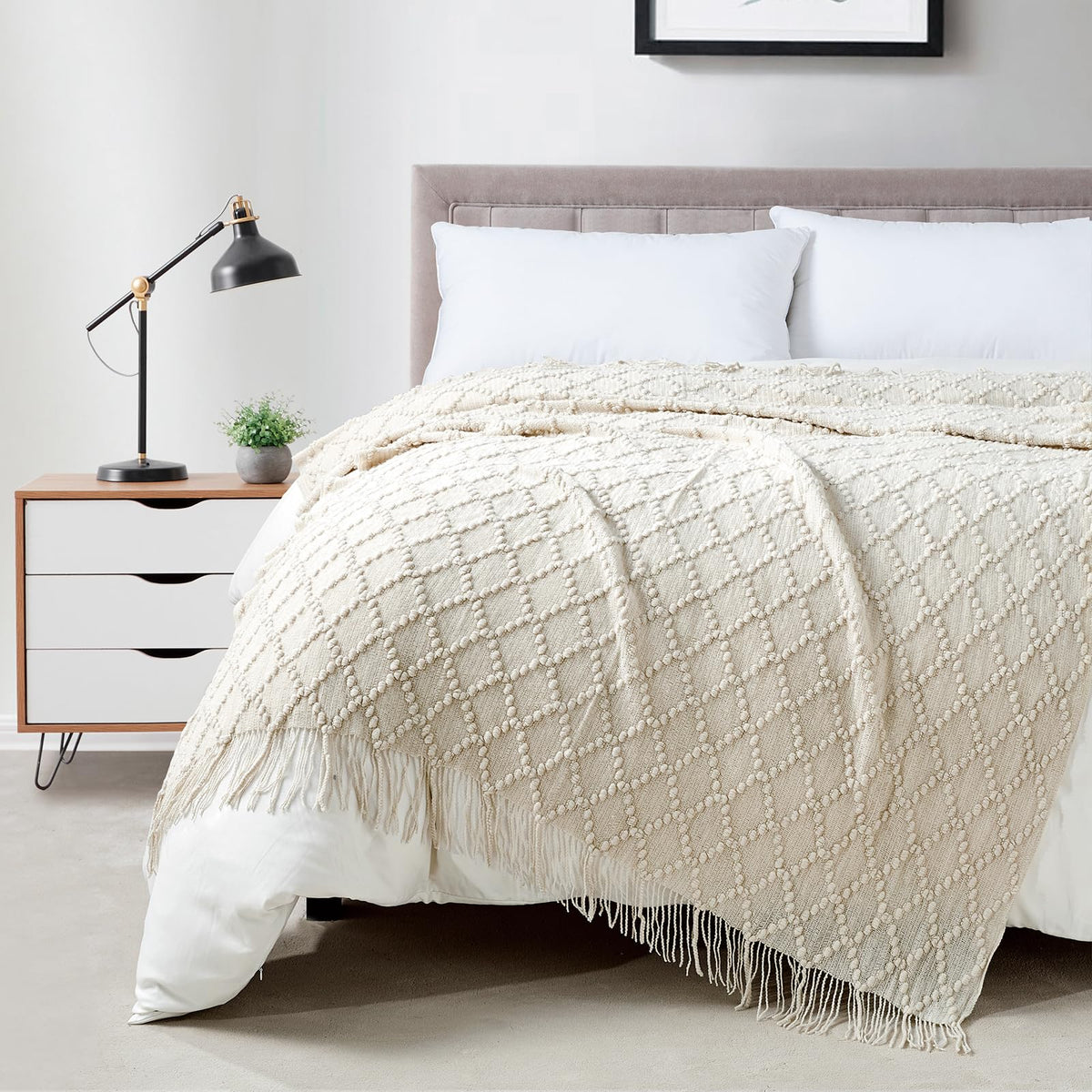 Textured Knitted Throw Blanket