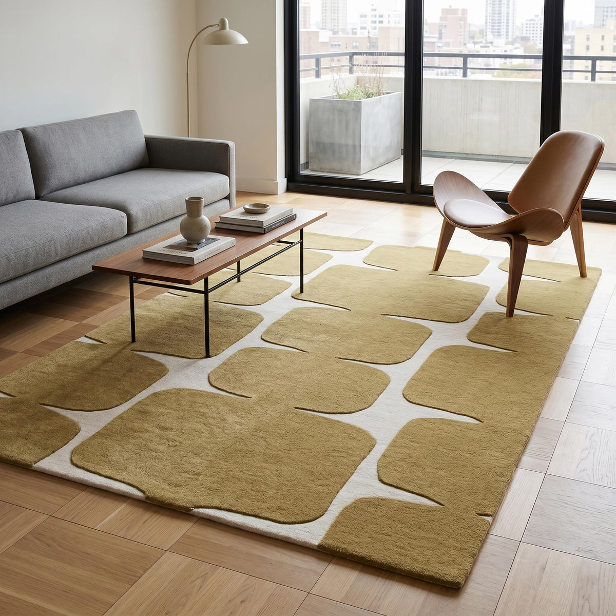 Abstract Geometric Wool Area Rug
