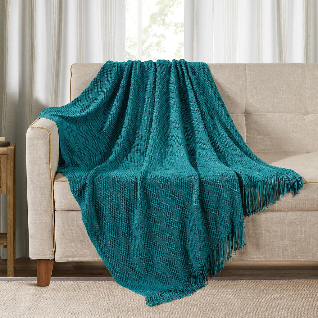 Textured Knitted Throw Blanket
