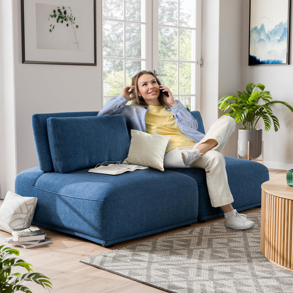 Modern Modular Sectional Sofa with Adjustable Backrest & Ottoman