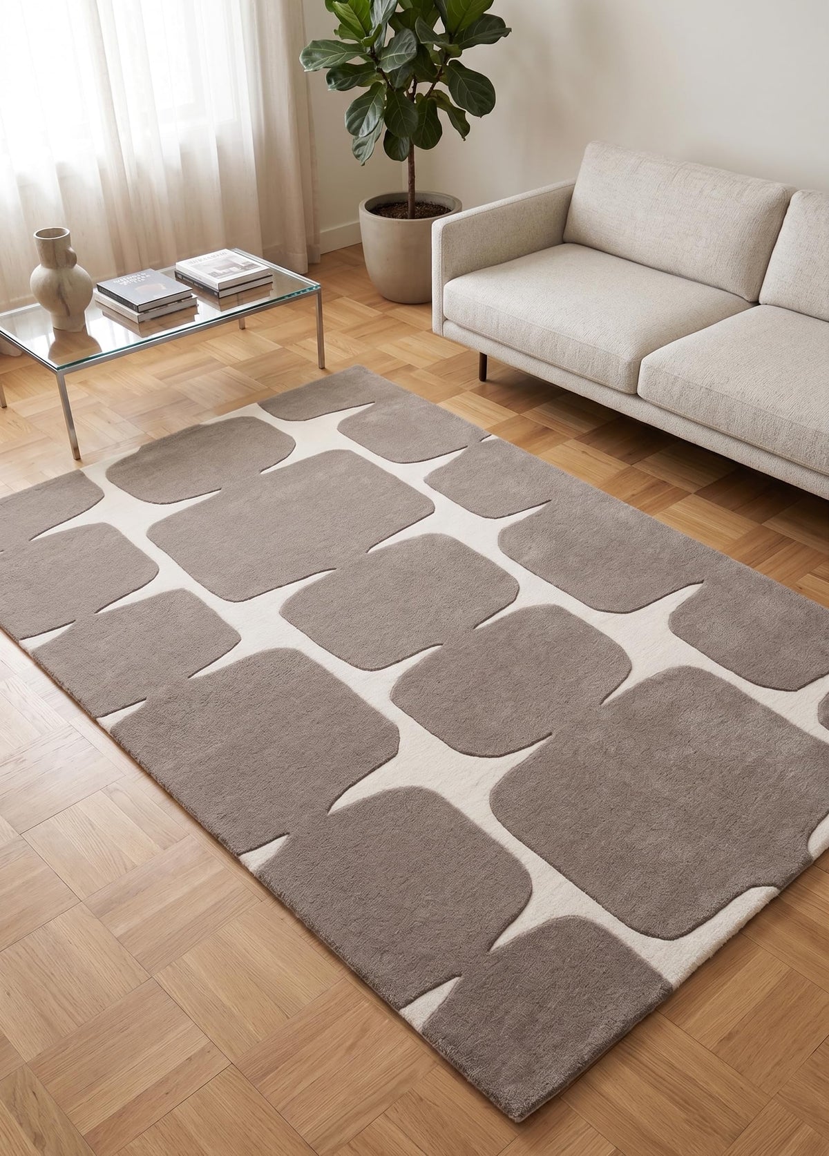 Abstract Geometric Wool Area Rug