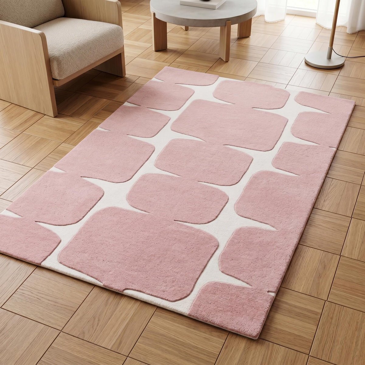 Abstract Geometric Wool Area Rug