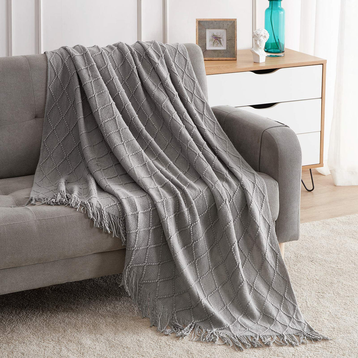 Textured Knitted Throw Blanket