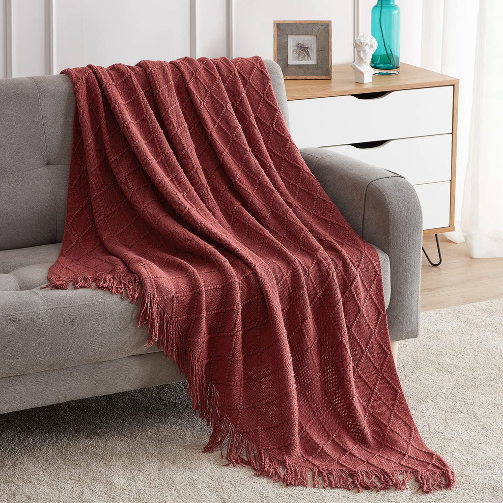 Textured Knitted Throw Blanket