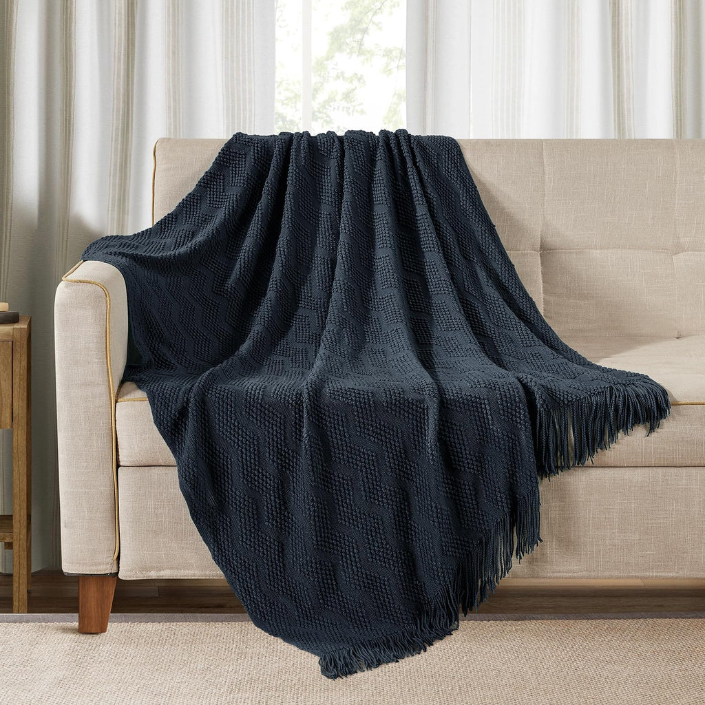 Textured Knitted Throw Blanket