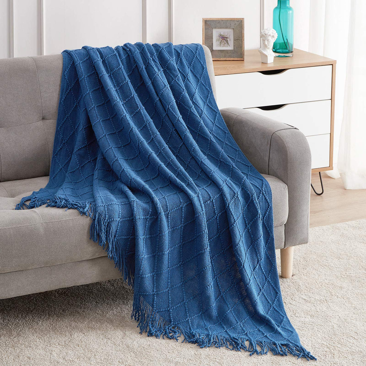 Textured Knitted Throw Blanket