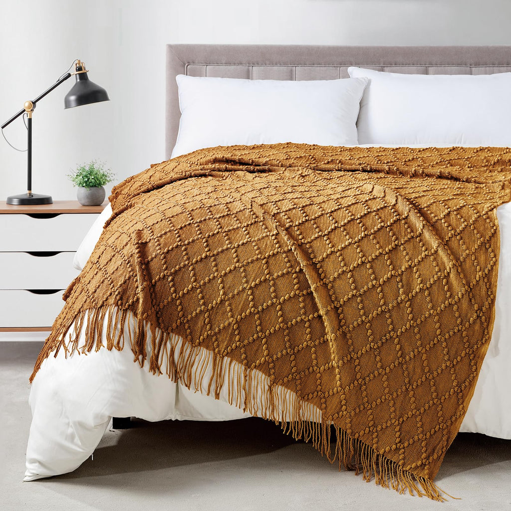 Textured Knitted Throw Blanket